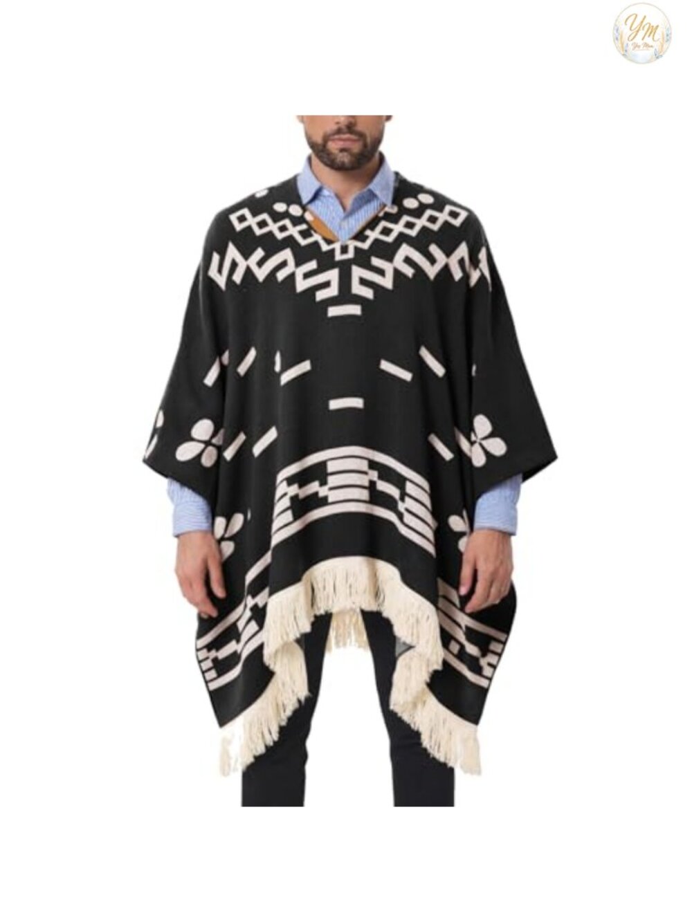 Western Cowboy Poncho Alpaca Wool Fringe Costume Thick Warm Soft